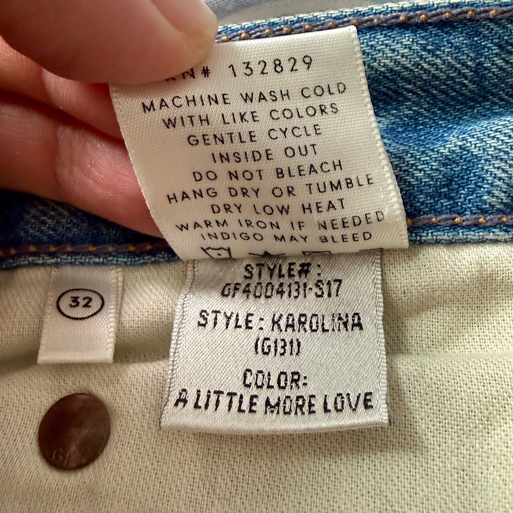 Grlfrnd Karolina Distressed High Rise Jeans in A Liitle More Love Wash 32 NWT - Picture 9 of 11